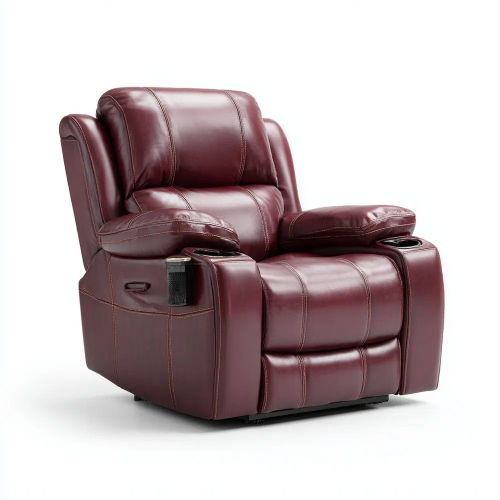 Fauteuil Relax Cuir Synthétique Bordeaux - 85x90x100 cm - Design Moderne