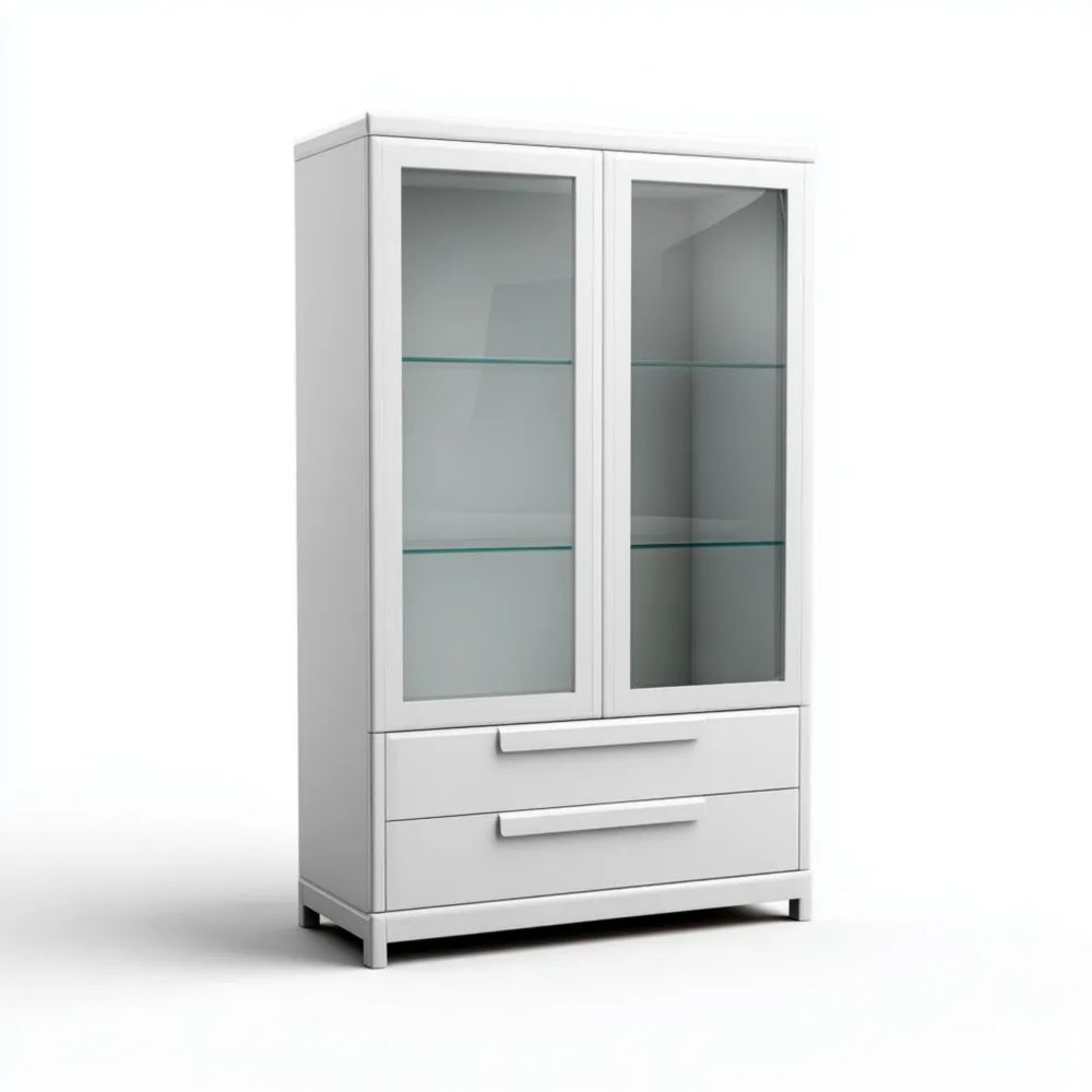 Vitrine en Bois et Verre 90x40x180 cm - Blanc - Design Moderne