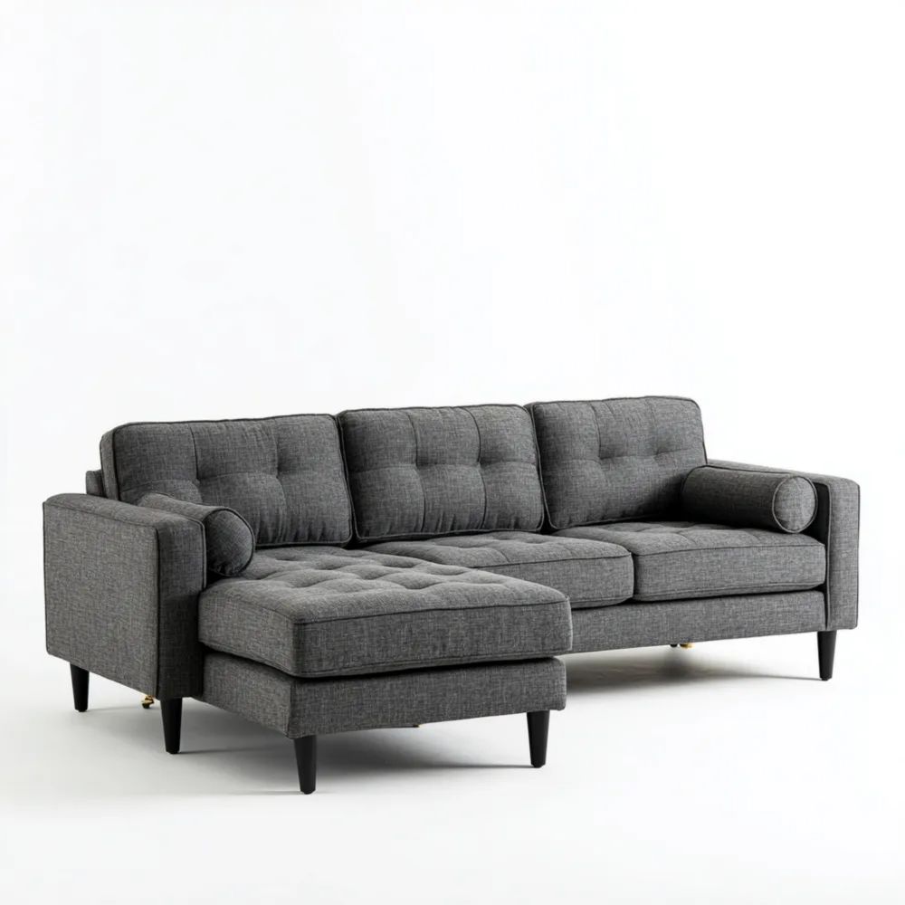 Canapé d'angle tissu 280x150x85 cm - Gris Foncé - Design moderne