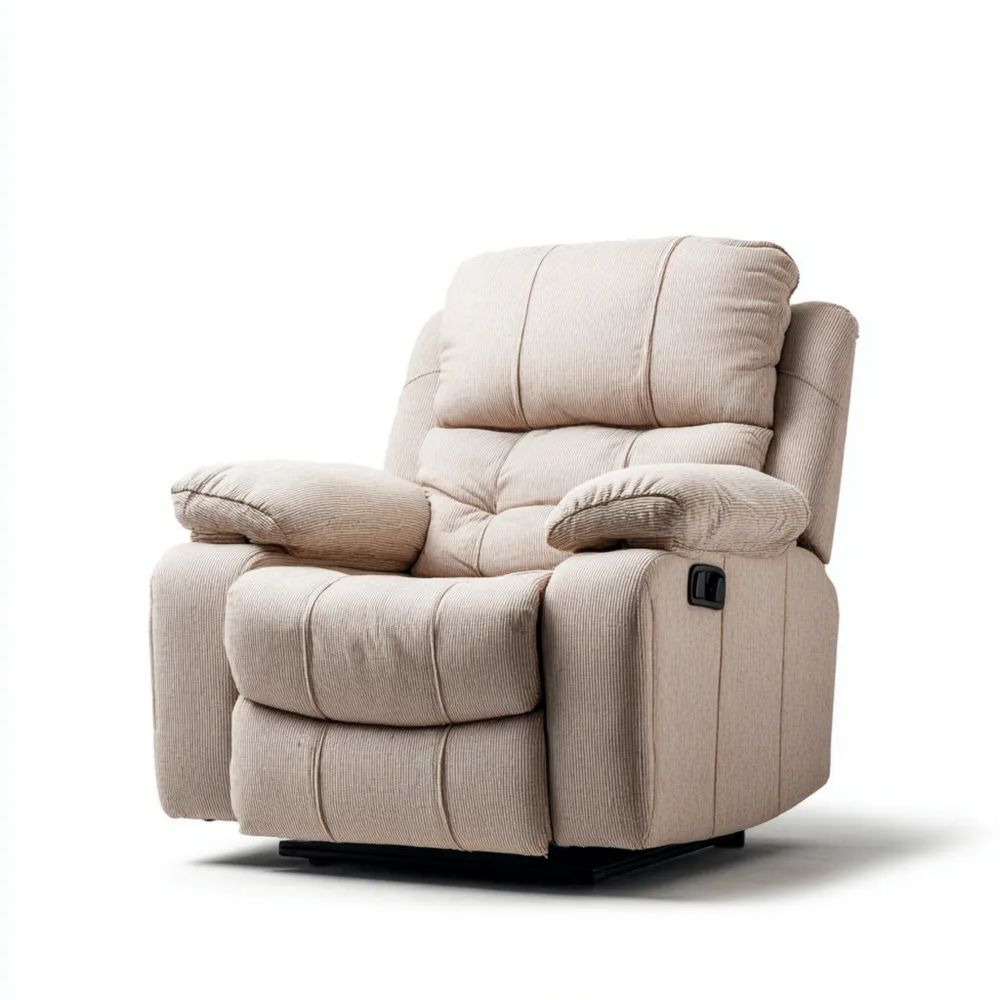 Fauteuil relax en tissu 85x100x90 cm - Beige - Design moderne