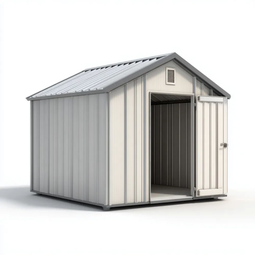 Abri de rangement en métal 210x170x190 cm – Gris – Toit incliné