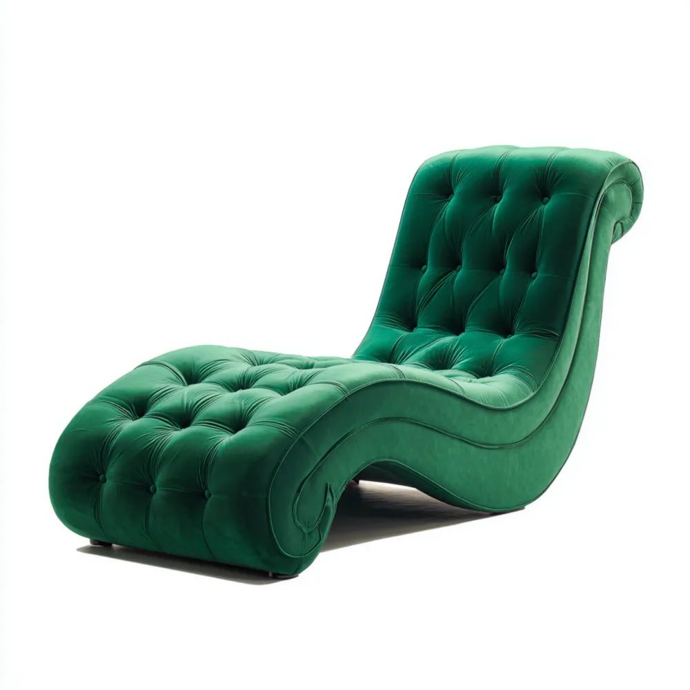Chaise longue en velours 180x65x70 cm – Vert – Design moderne