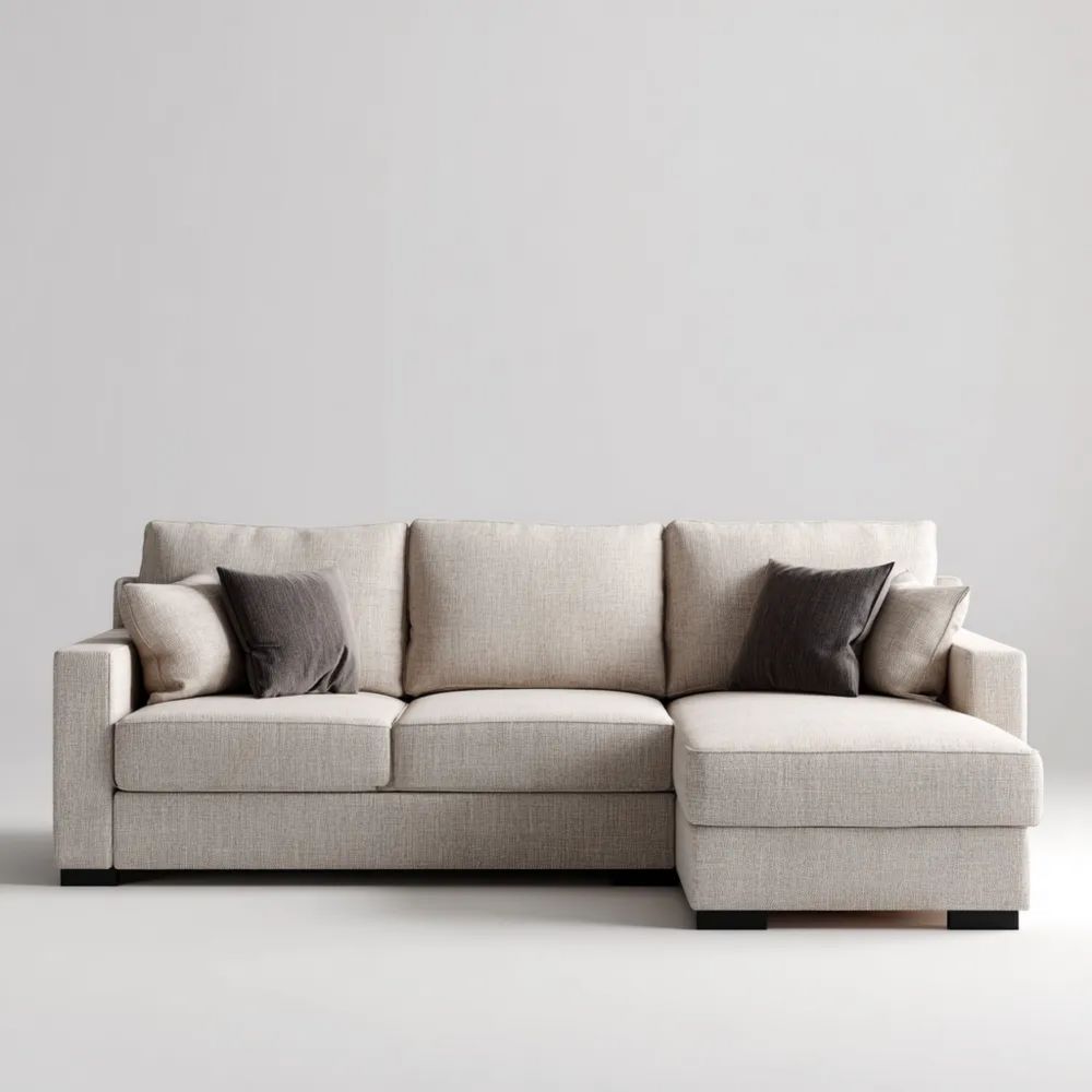 Canapé d'angle tissu 250x150x85 cm – Beige – Design contemporain