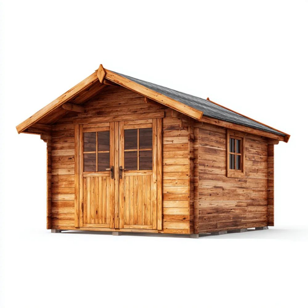 Abri de jardin en bois 400x300x250 cm – Cabane Brun Rustique