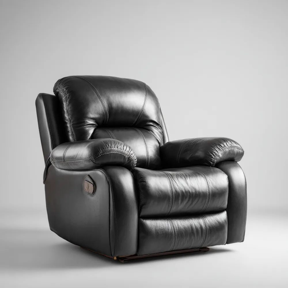 Fauteuil inclinable en cuir Noir – Design ergonomique – 95x90x100 cm