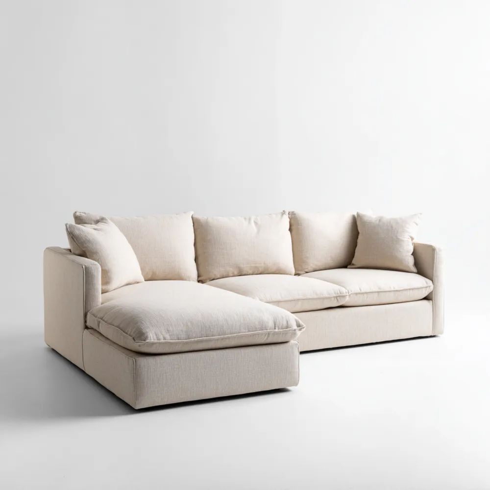 Canapé d'angle tissu 280x170x85 cm – Beige – Design contemporain