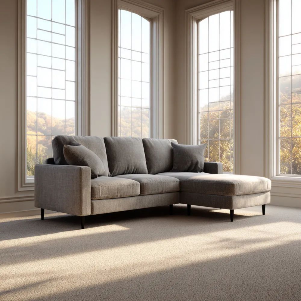 Canapé d'angle tissu 270x150x85 cm – Gris – Design Moderne