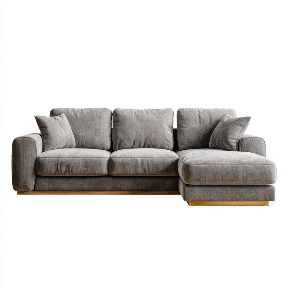 Canapé d'angle en tissu 270x150x85 cm - Gris - Style moderne