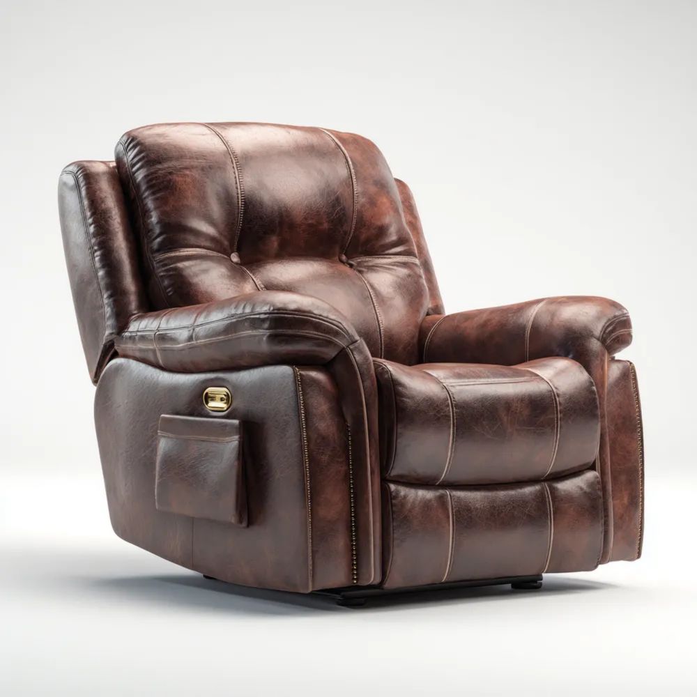 Fauteuil relax en cuir Marron inclinable 90x95x100 cm