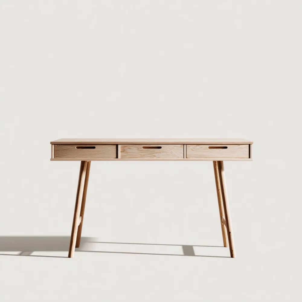 Bureau en bois avec tiroirs 120x60x75 cm - Naturel - Style minimaliste