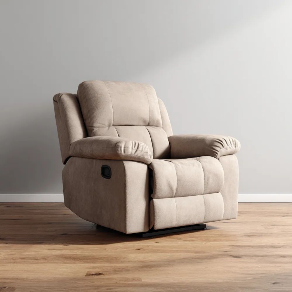Fauteuil inclinable 80x90x100 cm en Tissu Microfibre Beige – Design Confortable