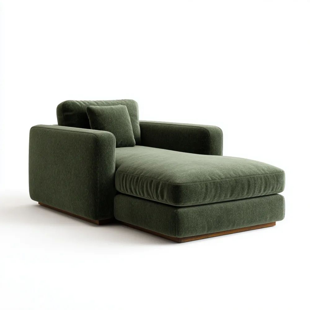 Chaise longue tissu velours 180x90x75 cm - Vert Forêt - Design Contemporain