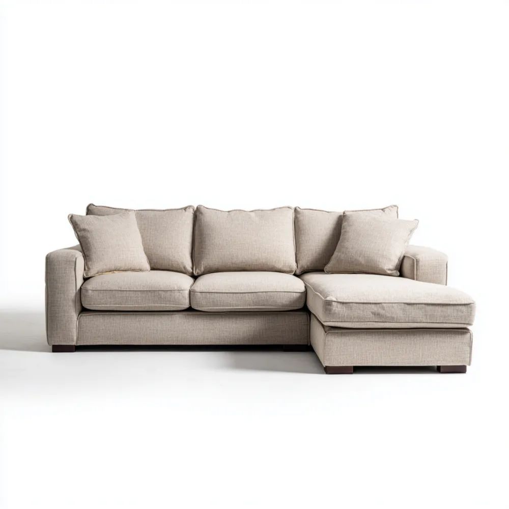 Canapé d'angle Tissu 300x150x85 cm – Beige – Design moderne