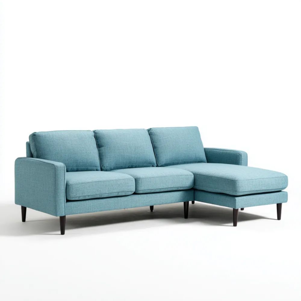 Canapé d'angle 200x140x85 cm en tissu - Bleu - Design moderne