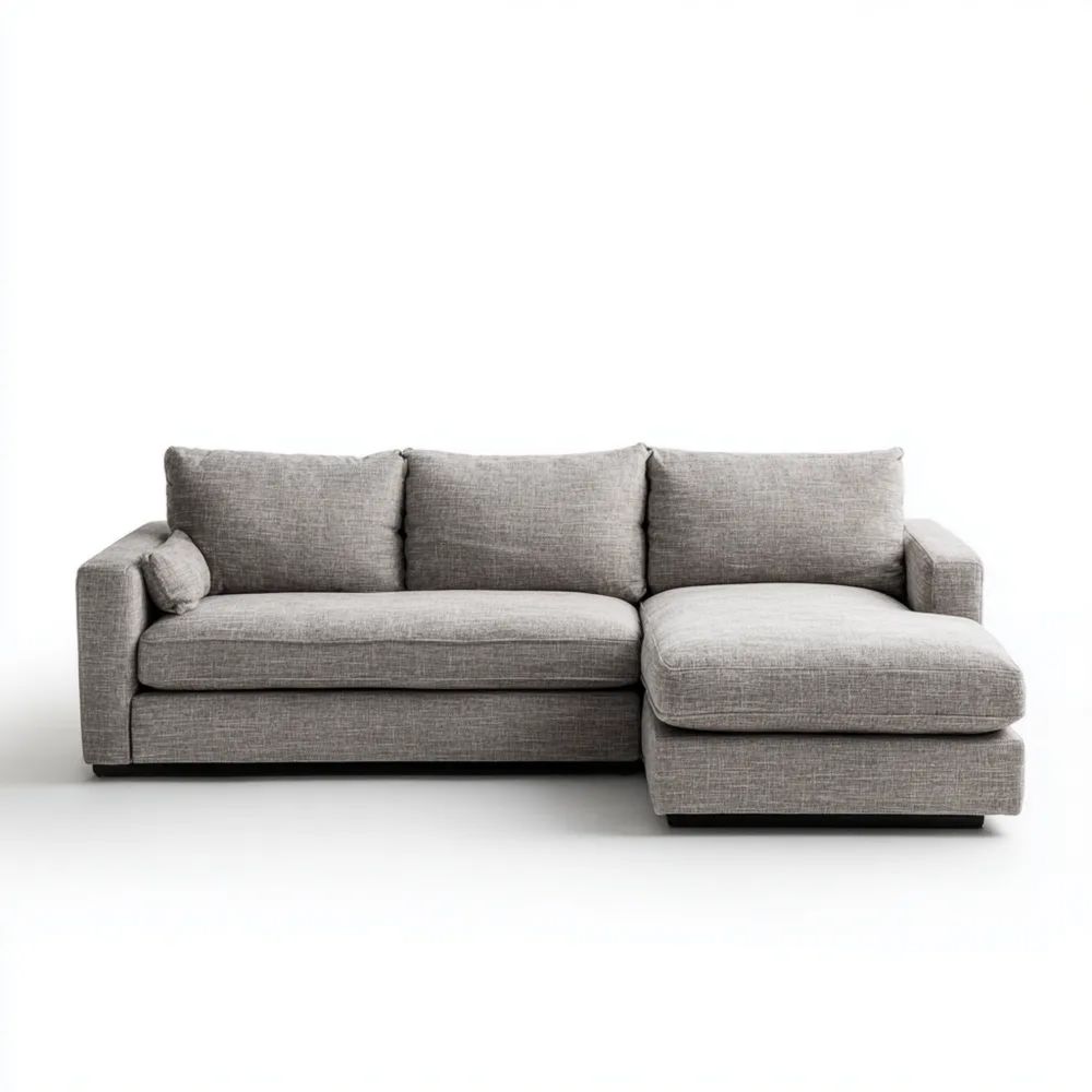 Canapé d'angle tissu 250x160x85 cm – Gris clair – Design moderne