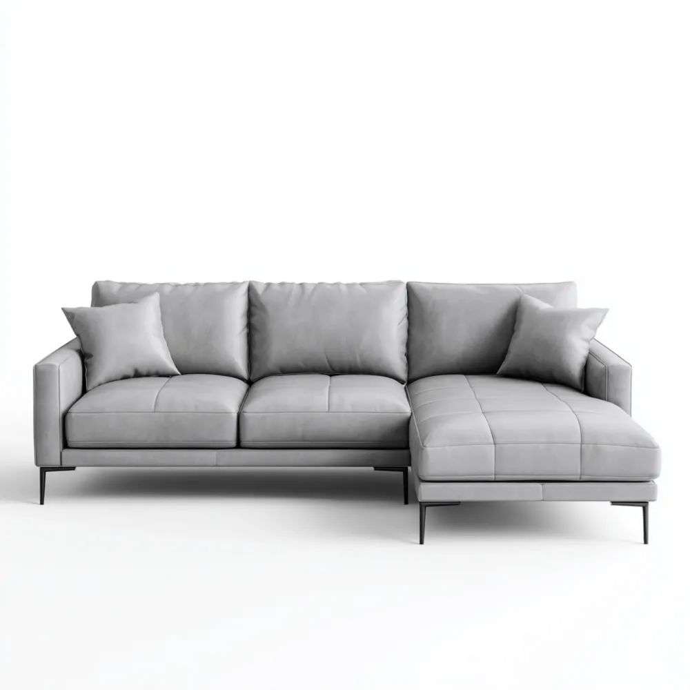 Canapé d'angle en cuir Gris 250x150x85 cm - Design Moderne