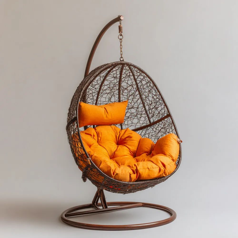 Chaise suspendue rotin résine 105x105x196 cm – Orange – Design Contemporain