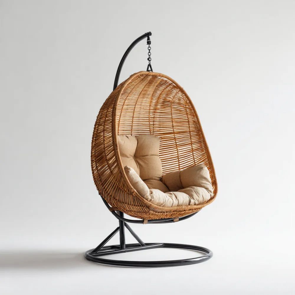 Chaise suspendue en rotin 100x100x180 cm - Naturel - Design moderne