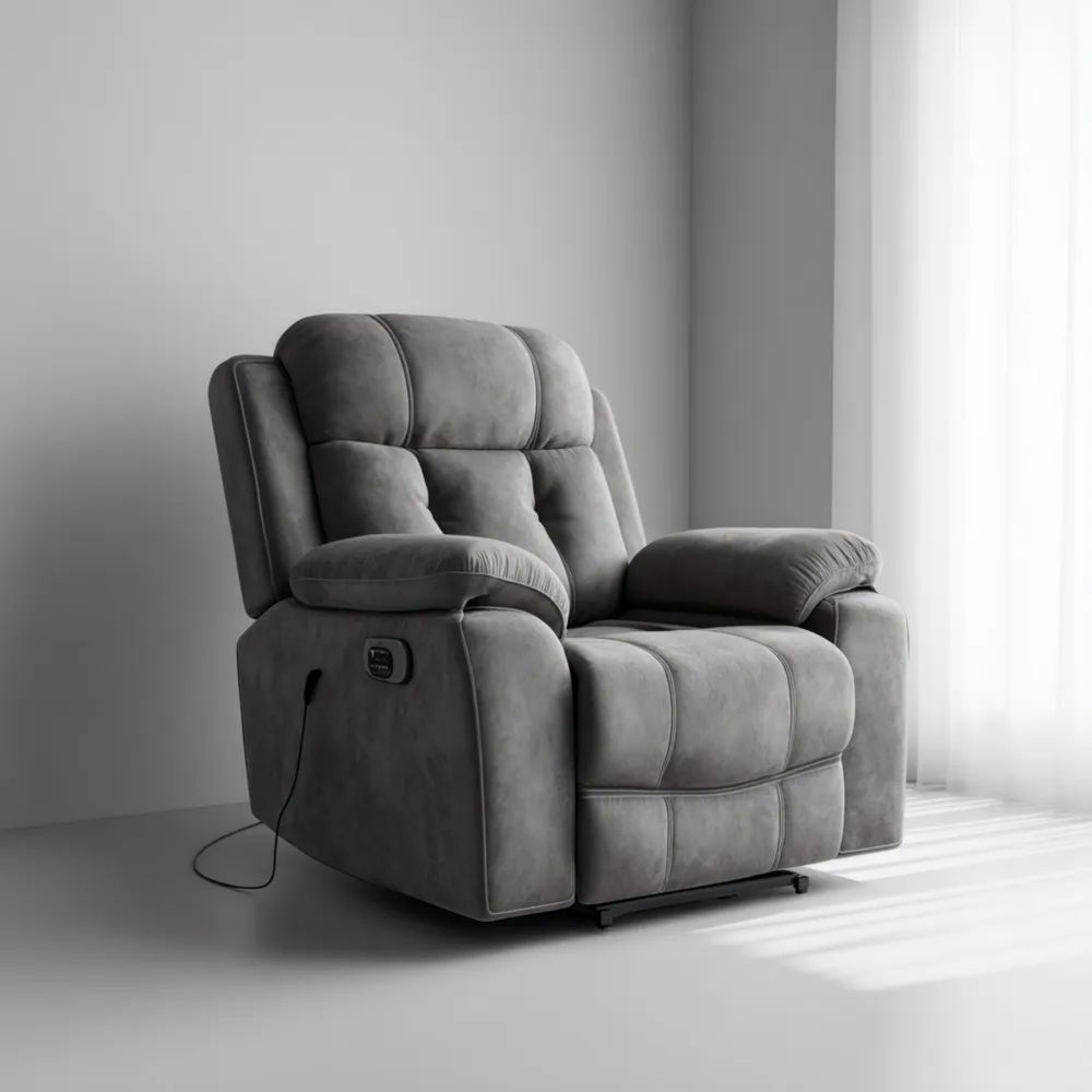 Fauteuil de relaxation électrique 85x90x100 cm – Tissu Gris – Design moderne et confortable