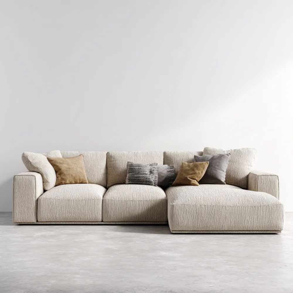 Canapé d'angle Tissu 300x100x85 cm – Ivoire – Design Moderne