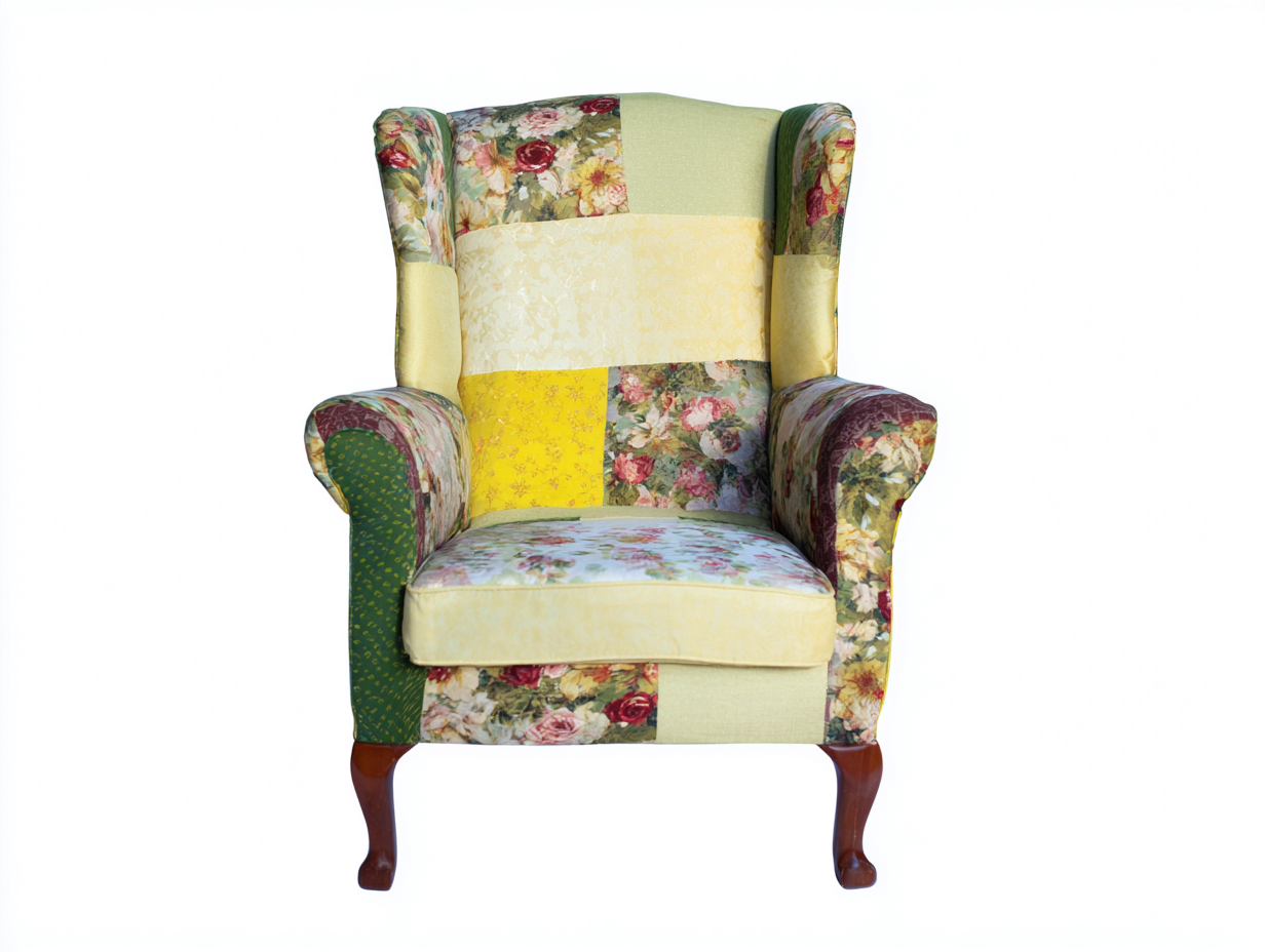 Sillón tapizado 90x95x105 cm - tejido multicolor - diseño clásico-Homigetmart