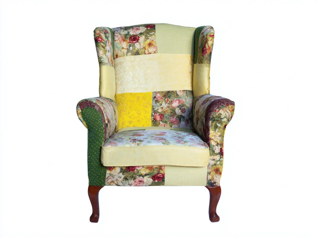 Sillón tapizado 90x95x105 cm - tejido multicolor - diseño clásico-Homigetmart