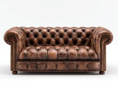 Sofá 3 plazas tapizado en cuero 220x90x75 cm - Marrón - Diseño clásico-Homigetmart