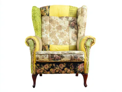 Sillón tapizado de tela 80x85x100 cm - multicolor - diseño clásico para salón-Homigetmart