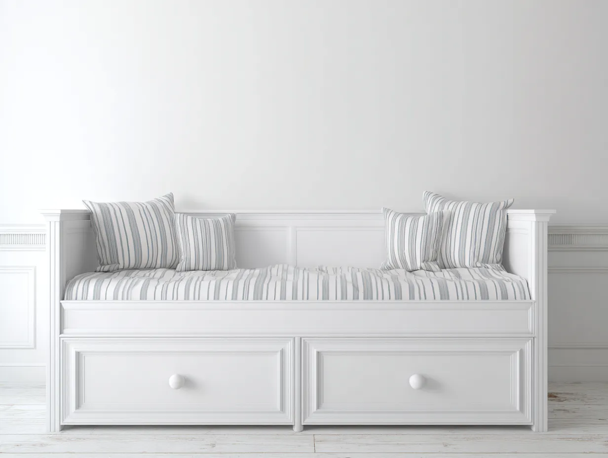 Sofá cama 200x90x85 cm - madera lacada blanca - diseño clásico-Homigetmart