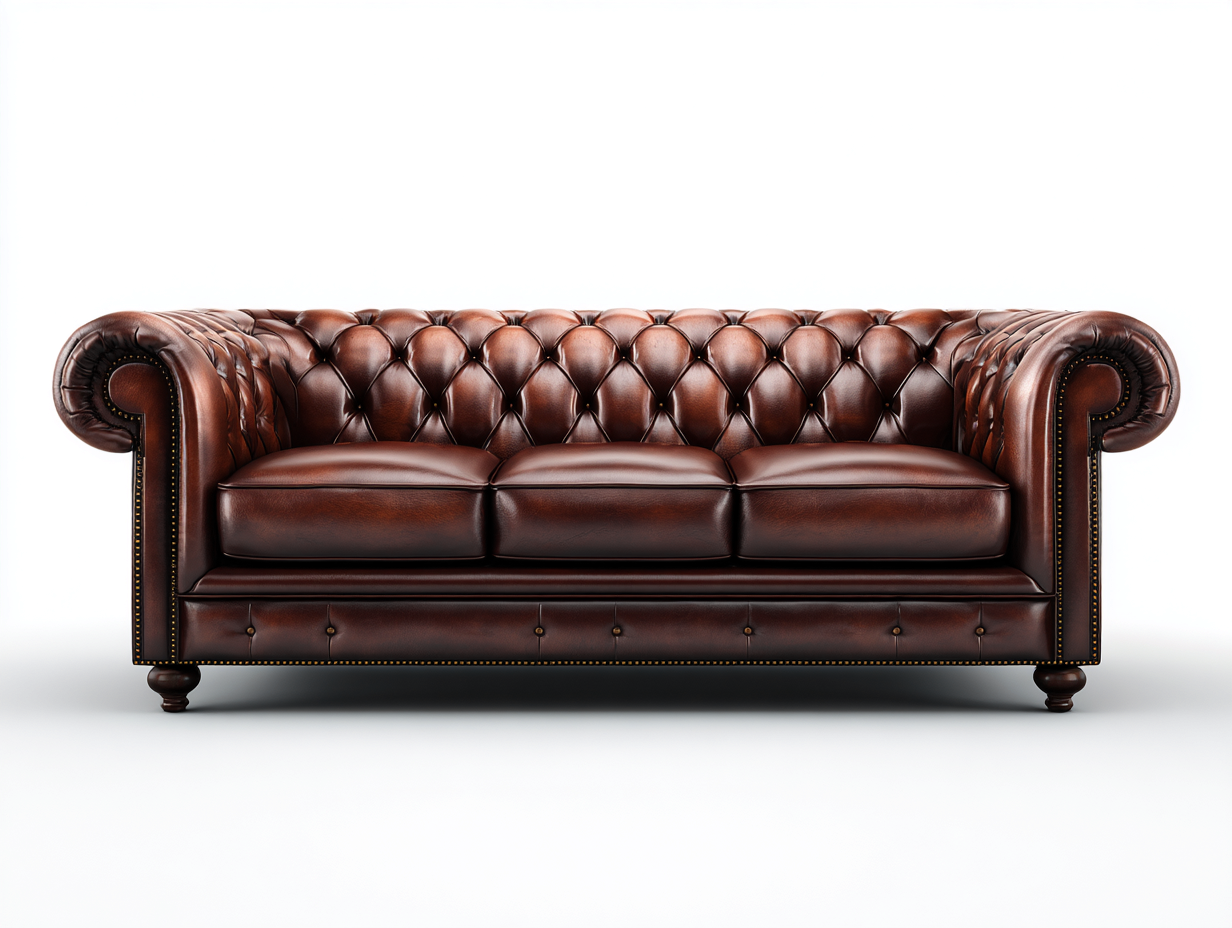 Sofás 3 plazas tapizado cuero sintético 210x90x75cm marrón para salón - estilo clásico-Homigetmart