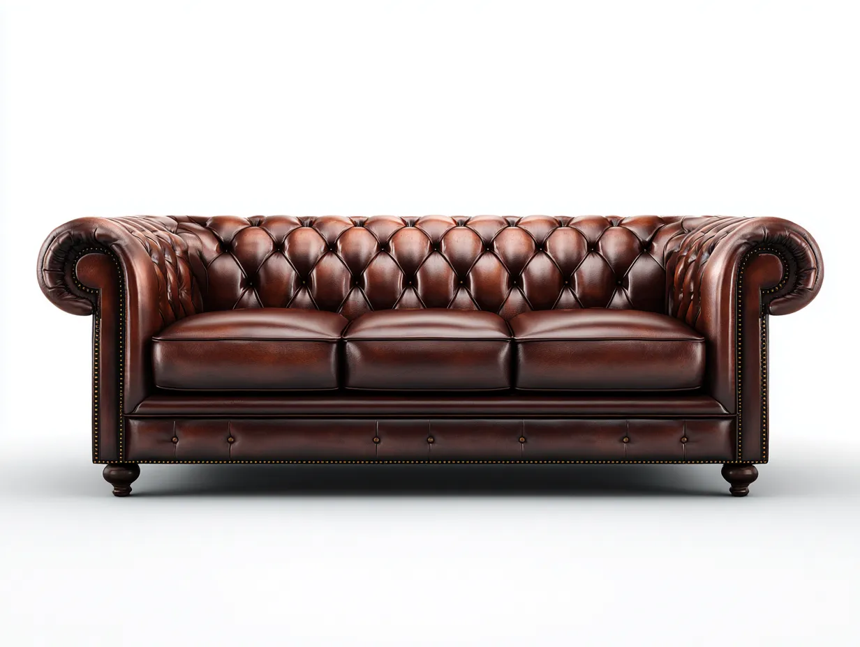 Sofás 3 plazas tapizado cuero sintético 210x90x75cm marrón para salón - estilo clásico-Homigetmart