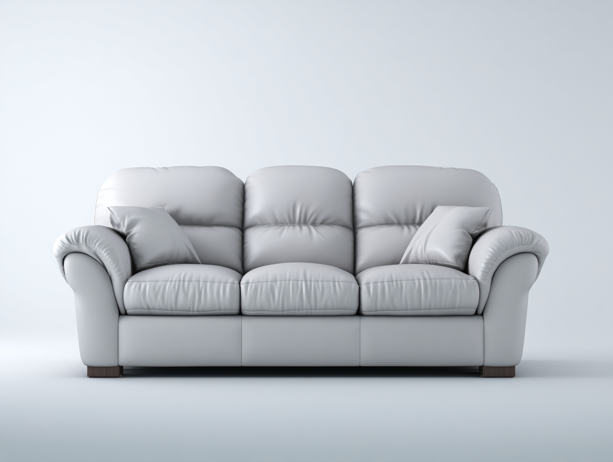 Sofá tapizado de piel sintética 215x95x85 cm - gris claro - diseño cómodo para salón-Homigetmart