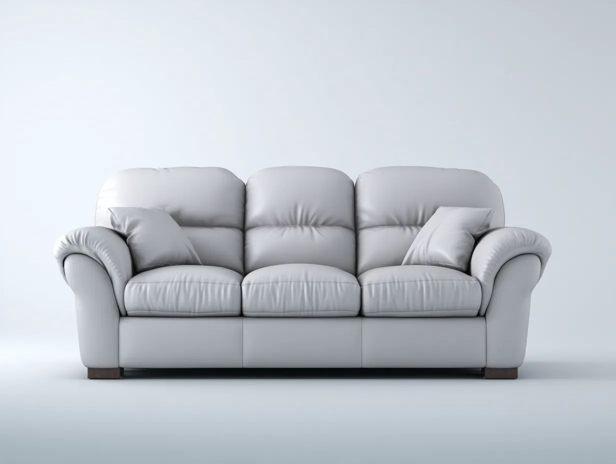 Sofá tapizado de piel sintética 215x95x85 cm - gris claro - diseño cómodo para salón-Homigetmart