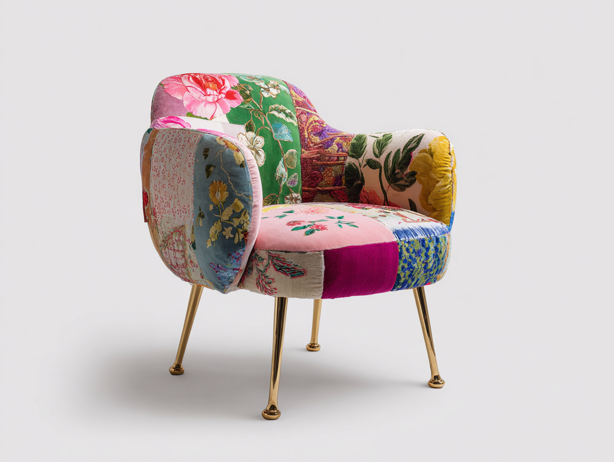 Sillón tapizado tela 65x60x75cm multicolor para interior - diseño decorativo-Homigetmart