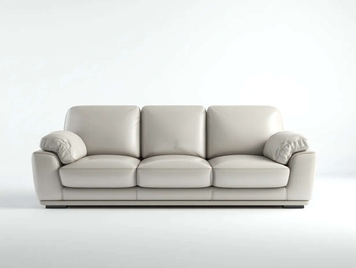 Sofá 3 plazas tapizado en cuero 210x90x80 cm - Beige - Diseño contemporáneo-Homigetmart