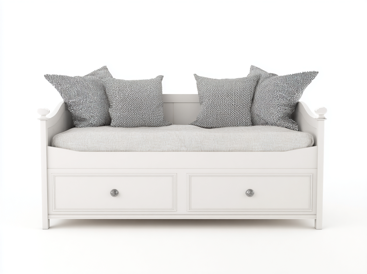 Sofá cama de madera MDF 200x90x85 cm - Blanco - Diseño funcional-Homigetmart