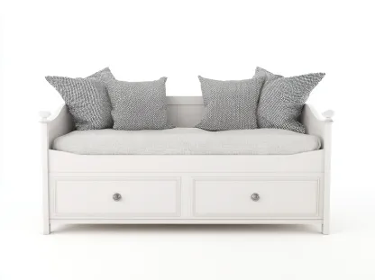 Sofá cama de madera MDF 200x90x85 cm - Blanco - Diseño funcional-Homigetmart