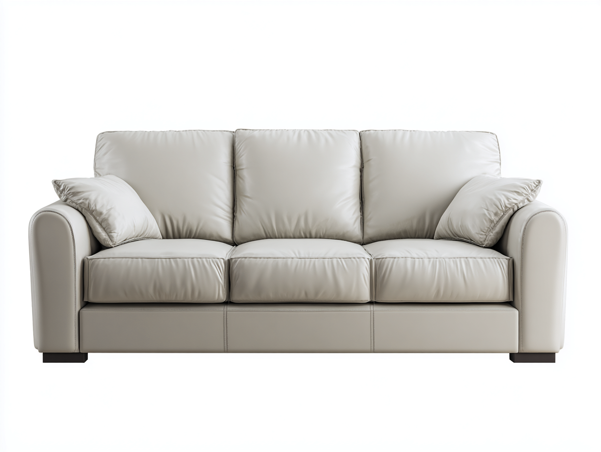 Sofá 3 plazas 200x90x85 cm - cuero blanco - diseño moderno-Homigetmart