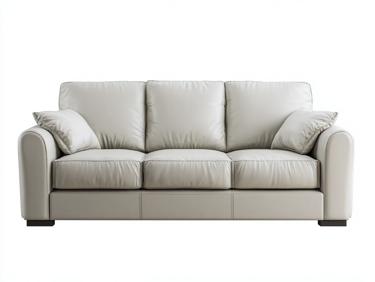 Sofá 3 plazas 200x90x85 cm - cuero blanco - diseño moderno-Homigetmart