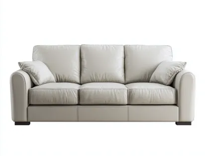 Sofá 3 plazas 200x90x85 cm - cuero blanco - diseño moderno-Homigetmart