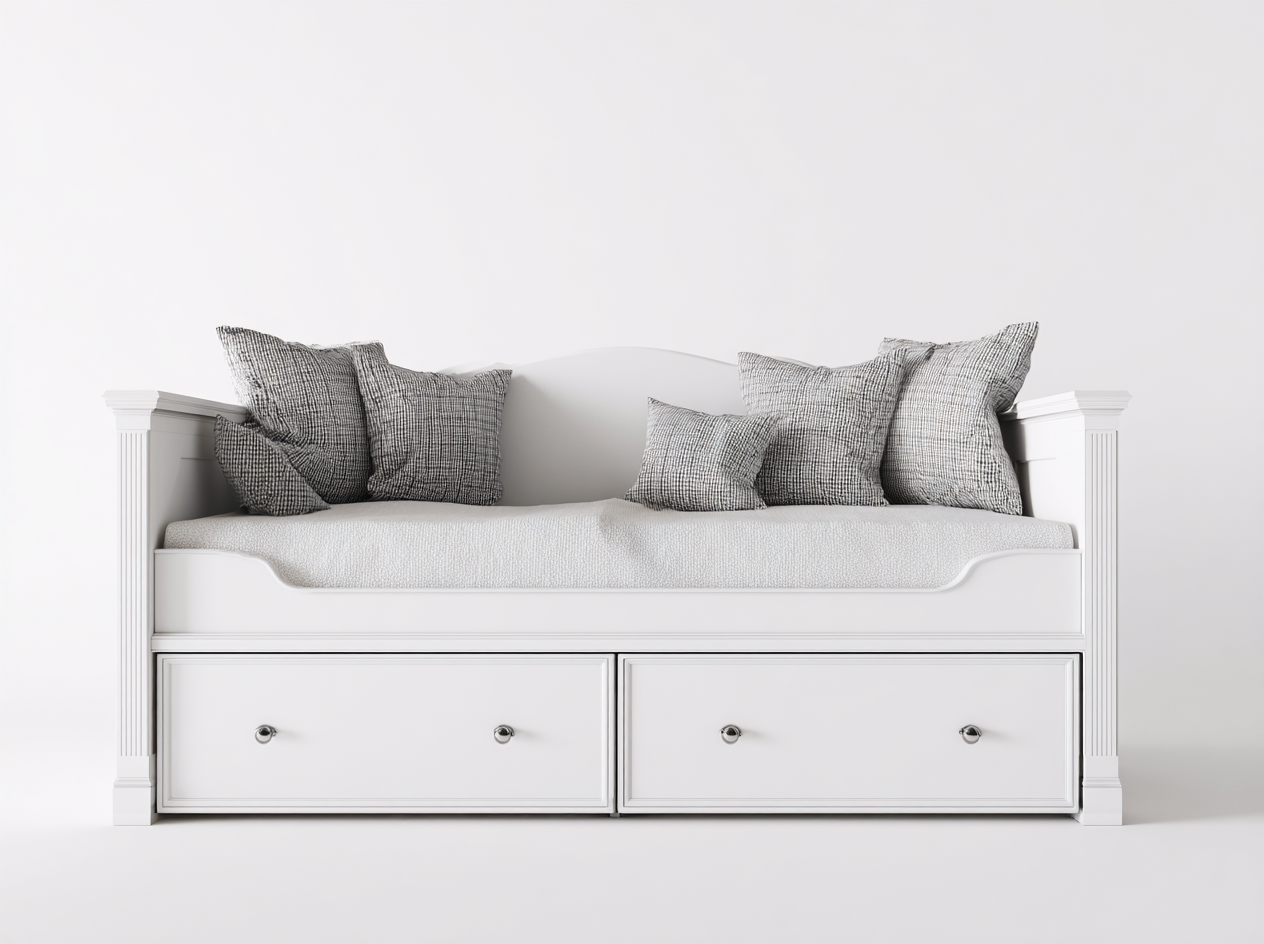 Sofá cama madera 200x90x85cm blanco para interior - diseño clásico-Homigetmart