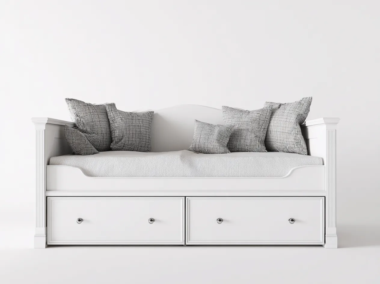 Sofá cama madera 200x90x85cm blanco para interior - diseño clásico-Homigetmart