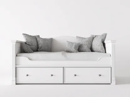 Sofá cama madera 200x90x85cm blanco para interior - diseño clásico-Homigetmart