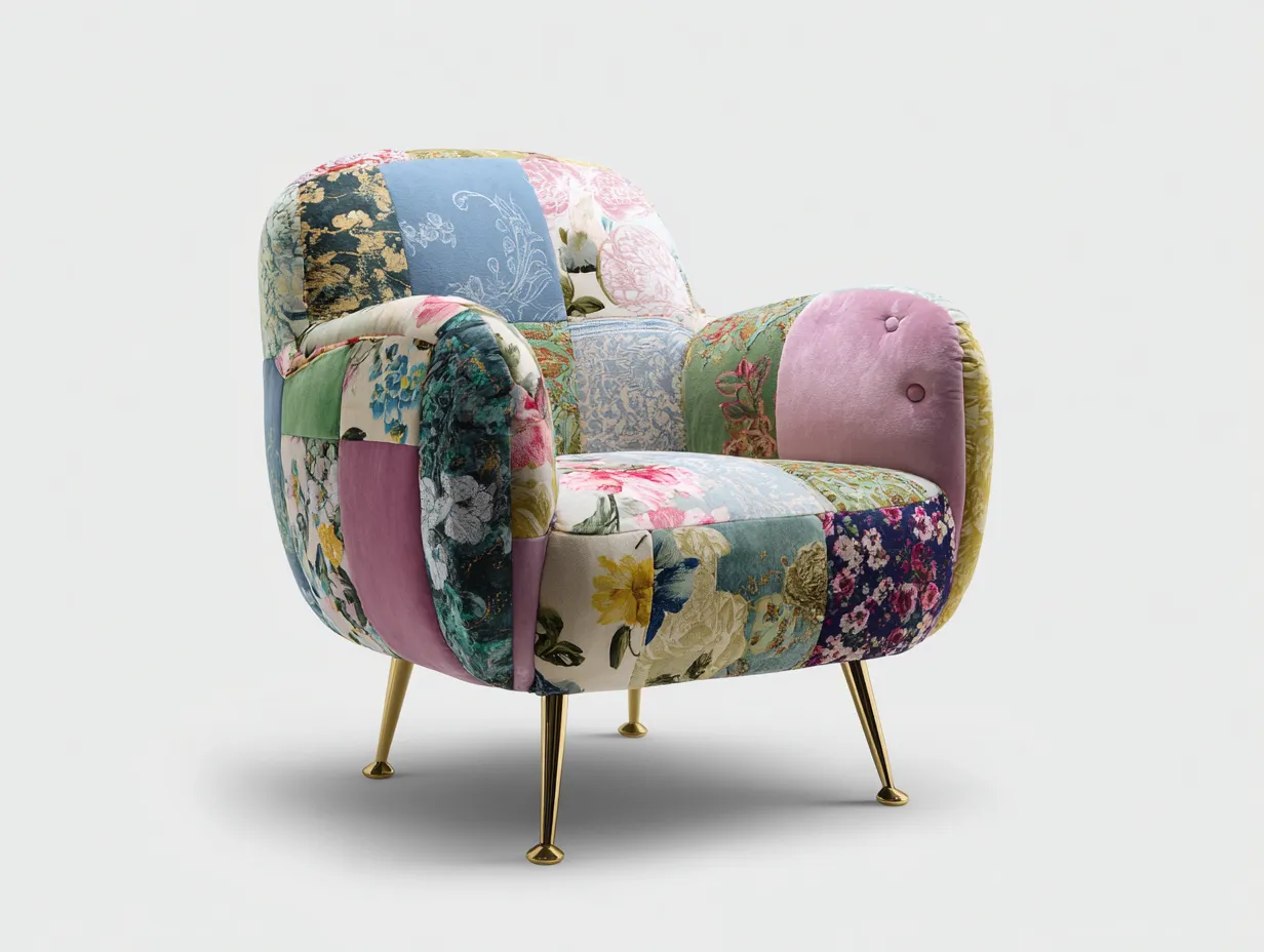 Sillón tapizado de tejido 80x75x85 cm - Multicolor - Diseño decorativo-Homigetmart