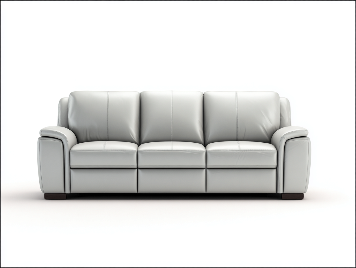 Sofá de piel sintética 220x90x85 cm - blanco - diseño contemporáneo para salón-Homigetmart