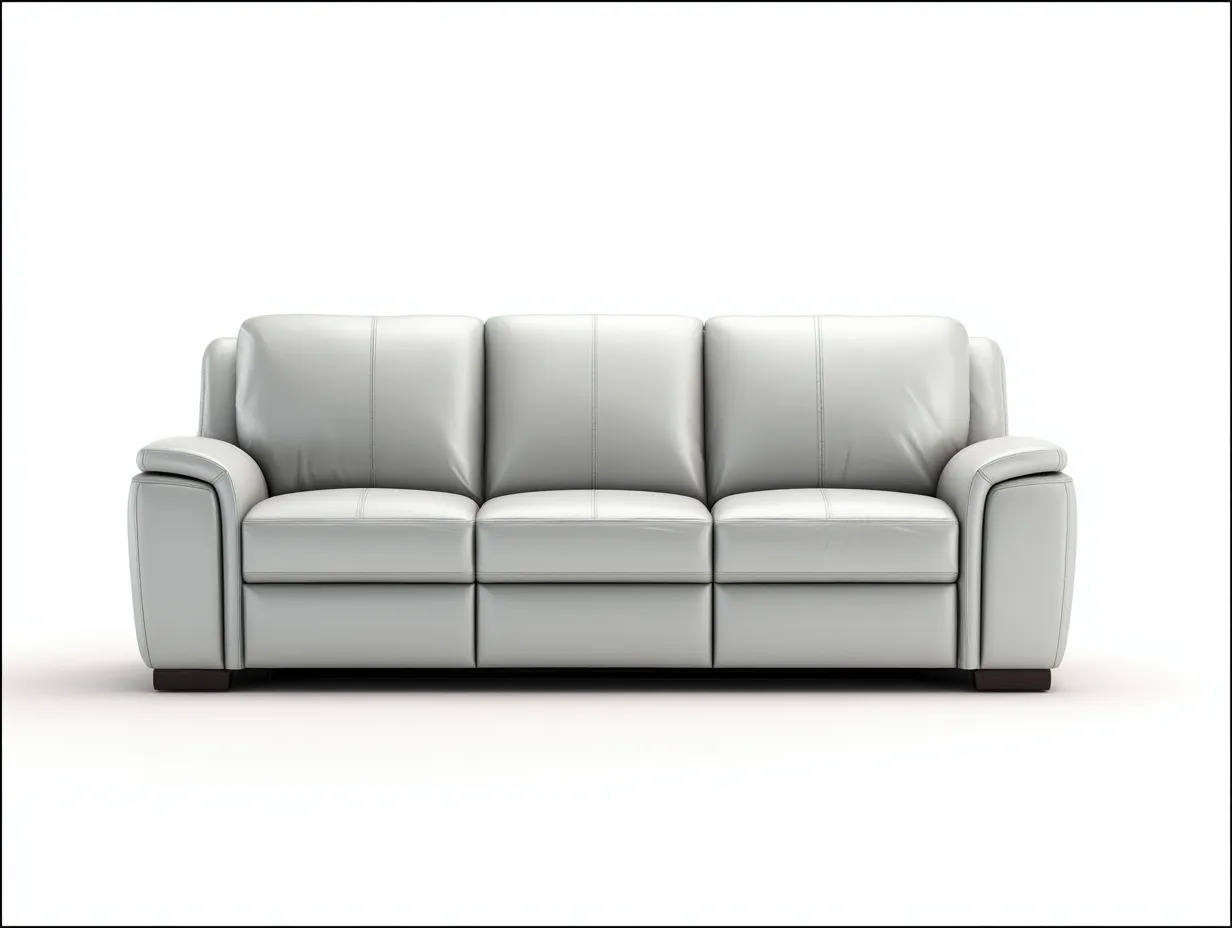 Sofá de piel sintética 220x90x85 cm - blanco - diseño contemporáneo para salón-Homigetmart