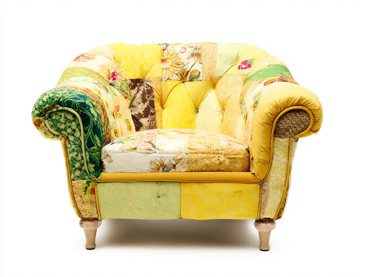 Sillón tapizado 95x90x85 cm - tejido multicolor - diseño clásico-Homigetmart