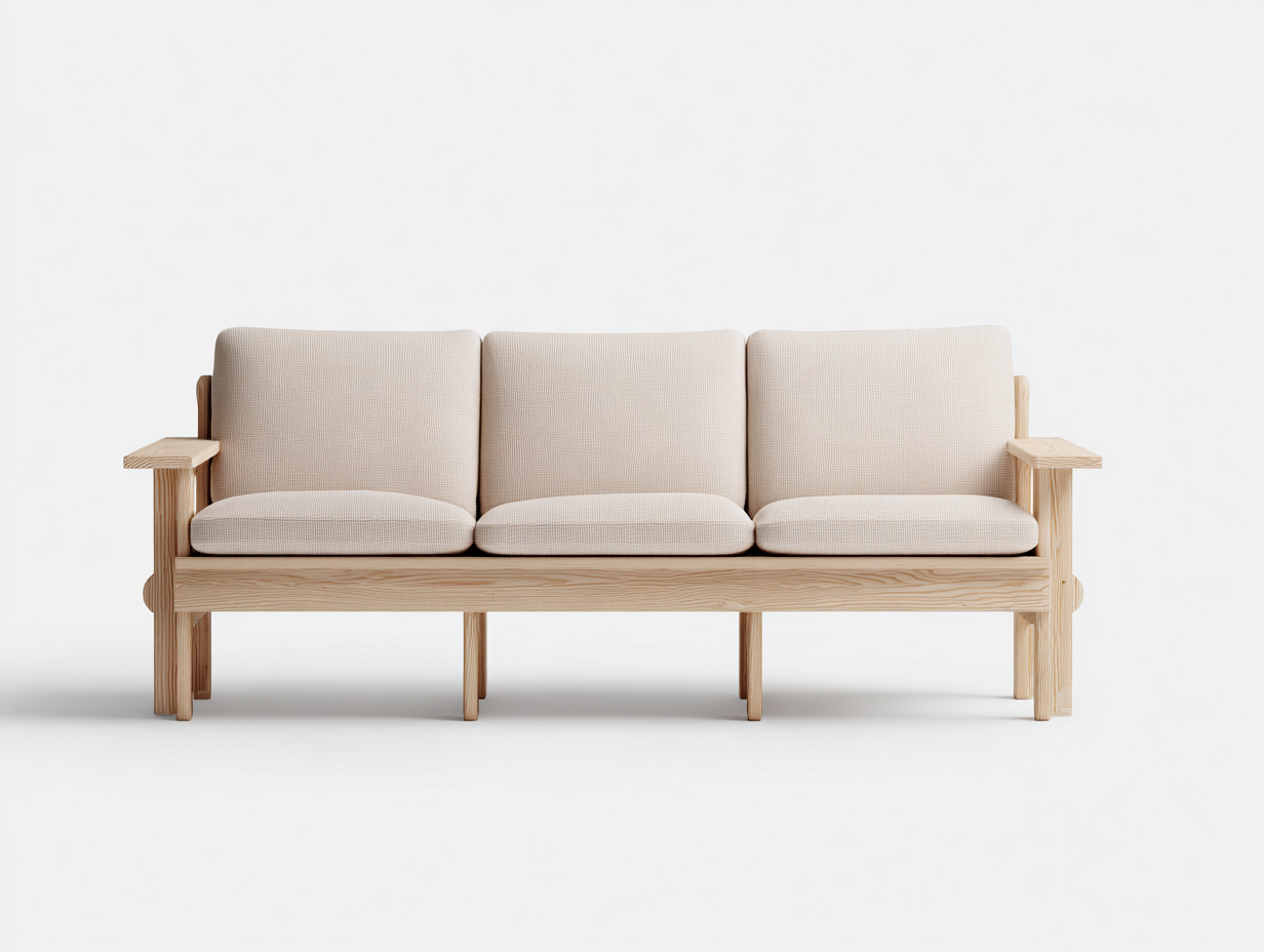 Sofá de madera y tela 210x85x80 cm - beige - diseño moderno para salón-Homigetmart