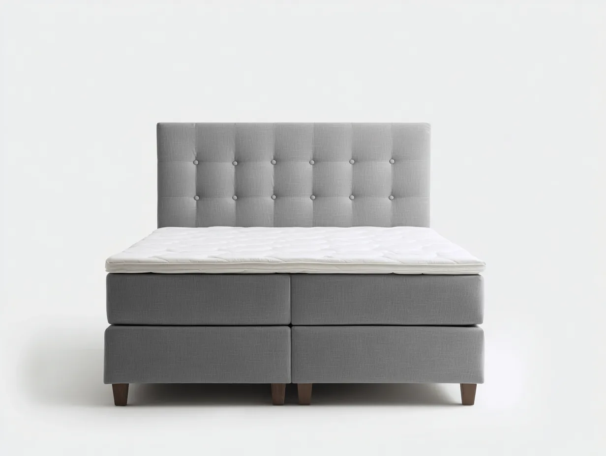 Doppelbett-Stoff-Holz-206x186x118 cm-Grau-Zeitloses Design-Sofauplab