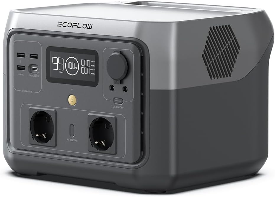 Tragbare Powerstation 512Wh 1000W Schwarz – Solargenerator mit Schnellladung für Camping und Notfälle-Sofauplab